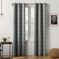 Sun Zero Barnett Trellis Grommet Top Energy Saving Blackout Single Curtain Panel