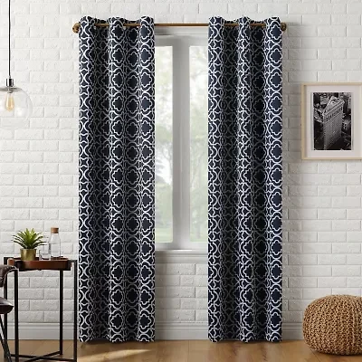 Sun Zero Barnett Trellis Grommet Top Energy Saving Blackout Single Curtain Panel