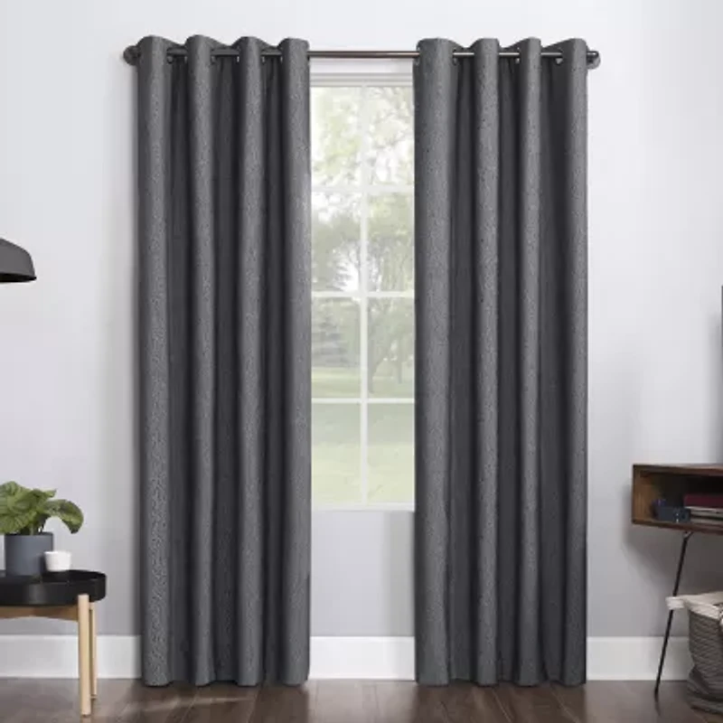 Sun Zero Noir Dimensional Thermal Extreme Grommet Top Energy Saving 100% Blackout Single Curtain Panel