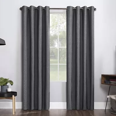 Sun Zero Noir Dimensional Thermal Extreme Grommet Top Energy Saving 100% Blackout Single Curtain Panel