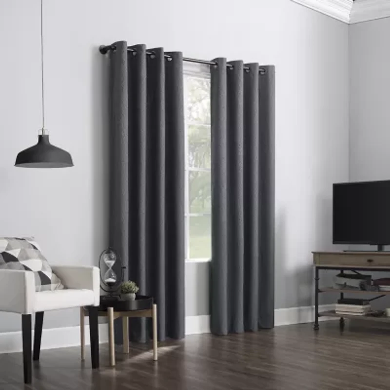 Sun Zero Noir Dimensional Thermal Extreme Grommet Top Energy Saving 100% Blackout Single Curtain Panel