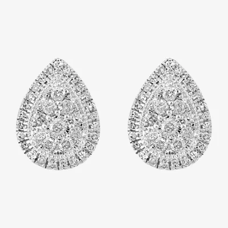 Effy  5/8 CT. T.W. Natural White Diamond Sterling Silver 11.3mm Pear Stud Earrings