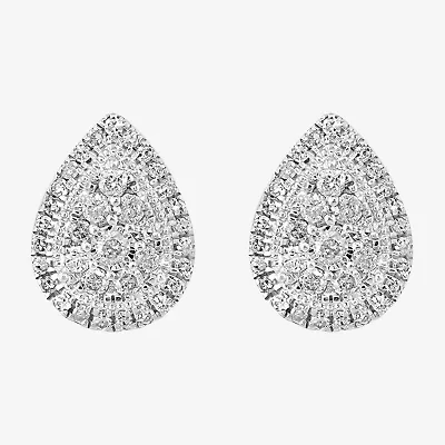 Effy  5/8 CT. T.W. Natural White Diamond Sterling Silver 11.3mm Pear Stud Earrings