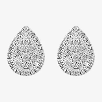 Effy  5/8 CT. T.W. Natural White Diamond Sterling Silver 11.3mm Pear Stud Earrings