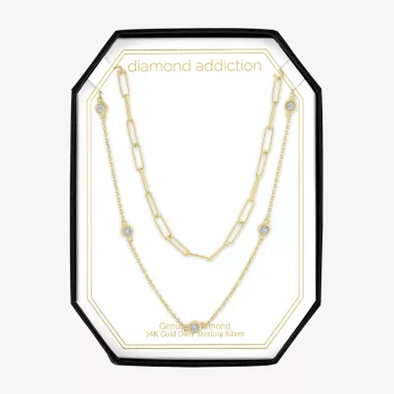 Diamond Addiction Womens 2-pc. Diamond Accent Genuine necklace Set in Sterling Silver or 14K Gold Over Silver