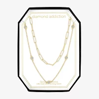 Diamond Addiction Womens 2-pc. Diamond Accent Genuine necklace Set in Sterling Silver or 14K Gold Over Silver