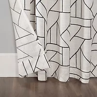 Archaeo Jigsaw Embroidery Linen Blend Rod Pocket Sheer Single Curtain Panel