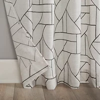 Archaeo Jigsaw Embroidery Linen Blend Rod Pocket Sheer Single Curtain Panel