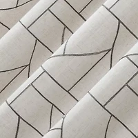 Archaeo Jigsaw Embroidery Linen Blend Rod Pocket Sheer Single Curtain Panel