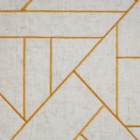 Archaeo Jigsaw Embroidery Linen Blend Rod Pocket Sheer Single Curtain Panel