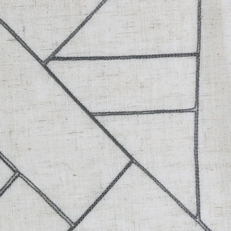 Archaeo Jigsaw Embroidery Linen Blend Rod Pocket Sheer Single Curtain Panel