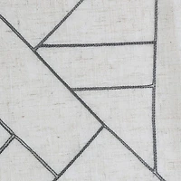 Archaeo Jigsaw Embroidery Linen Blend Rod Pocket Sheer Single Curtain Panel