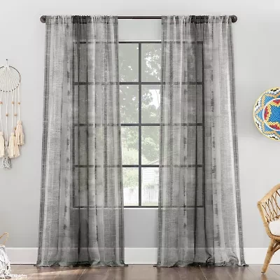 Archaeo Takato Rod Pocket Light-Filtering Single Curtain Panel