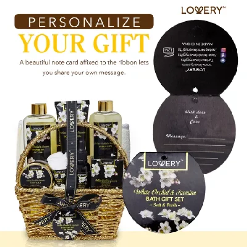 Lovery White Orchid Home Bath Set - 8pc Gift Basket
