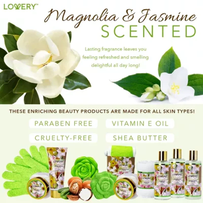 Lovery Magnolia And Jasmine Home Bath Set - 13pc Body Care Spa Kit