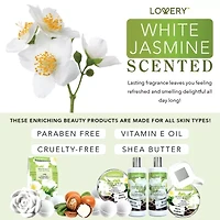 Lovery White Jasmine Bath Set - 13pc Sequin Cosmetic Bag Kit