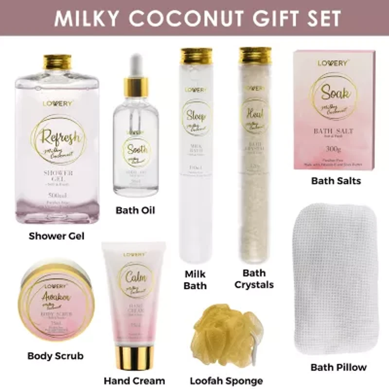 Lovery Milky Coconut Home Bath Set - 10pc Spa Kit