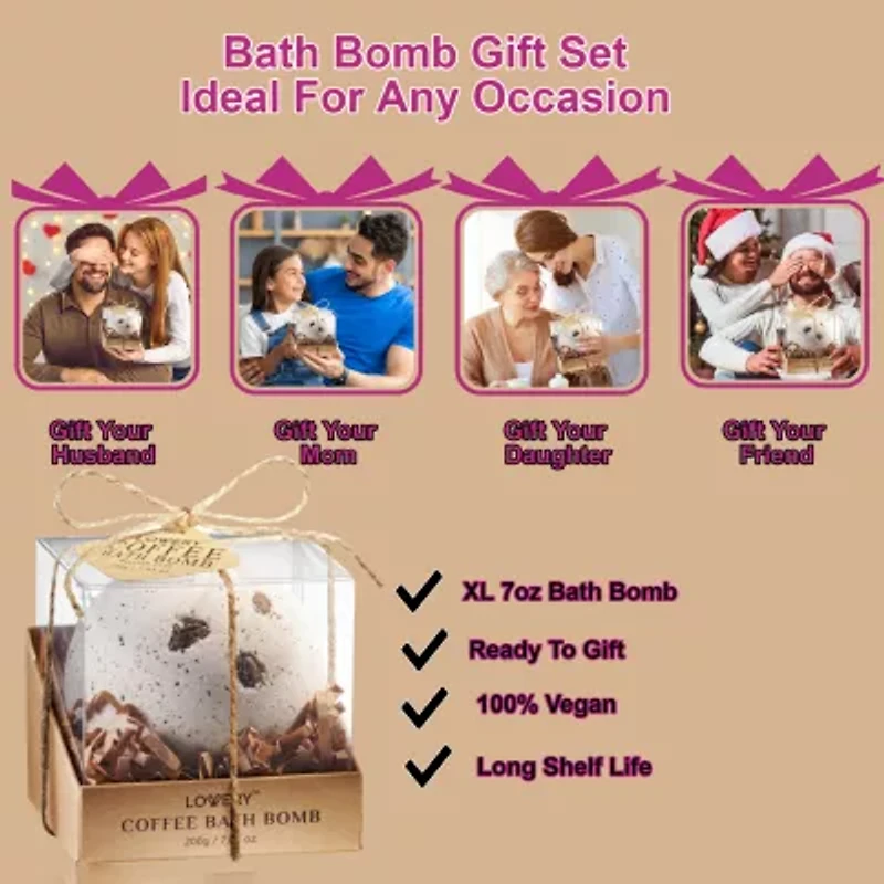 Lovery Coffee Bath Bomb Ball - 7oz Handmade Spa Body Bath Fizzy