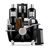 Lovery Sandalwood Gift Basket For Men - 11pc Beard Grooming Home Spa Set