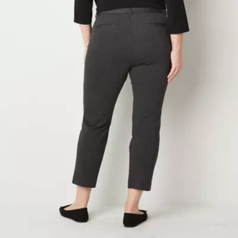 Liz Claiborne Emma Ponte Womens Plus Ankle Mid Rise Pant