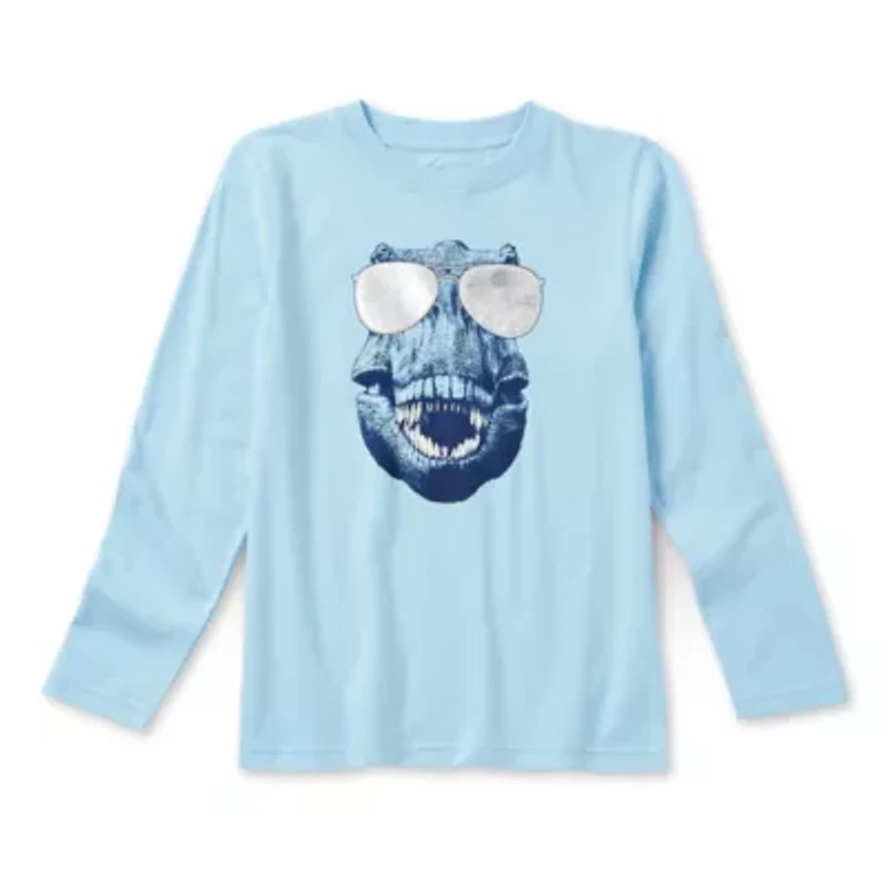 Thereabouts Little & Big Kid Boys Crew Neck Long Sleeve Regular Fit Graphic T-Shirt
