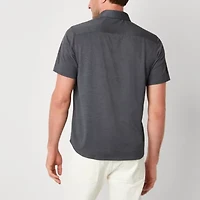 Van Heusen Performance Mens Short Sleeve Slim Fit Stretch Fabric Button-Down Shirt