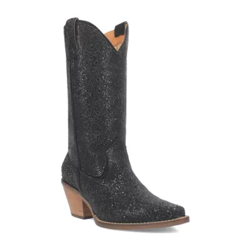 Dingo Womens Silver Dollar Stacked Heel Cowboy Boots