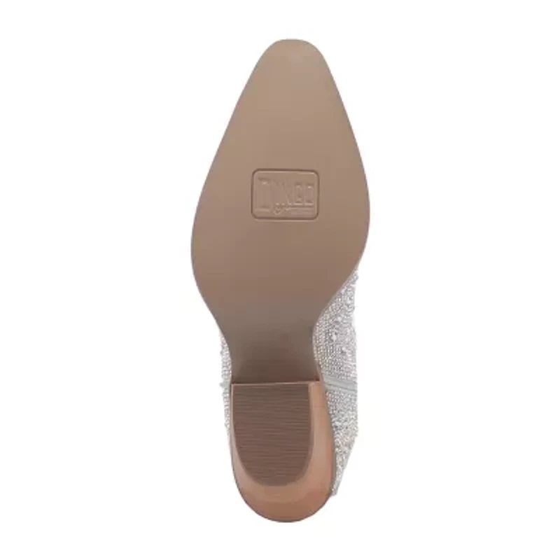 Dingo Womens Silver Dollar Stacked Heel Cowboy Boots
