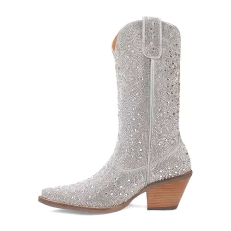 Dingo Womens Silver Dollar Stacked Heel Cowboy Boots