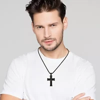 Shaquille O'Neal XLG Mens Lab Created Black Cubic Zirconia Stainless Steel Cross 22 Inch Pendant Necklace