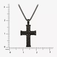 Shaquille O'Neal XLG Mens Lab Created Black Cubic Zirconia Stainless Steel Cross 22 Inch Pendant Necklace