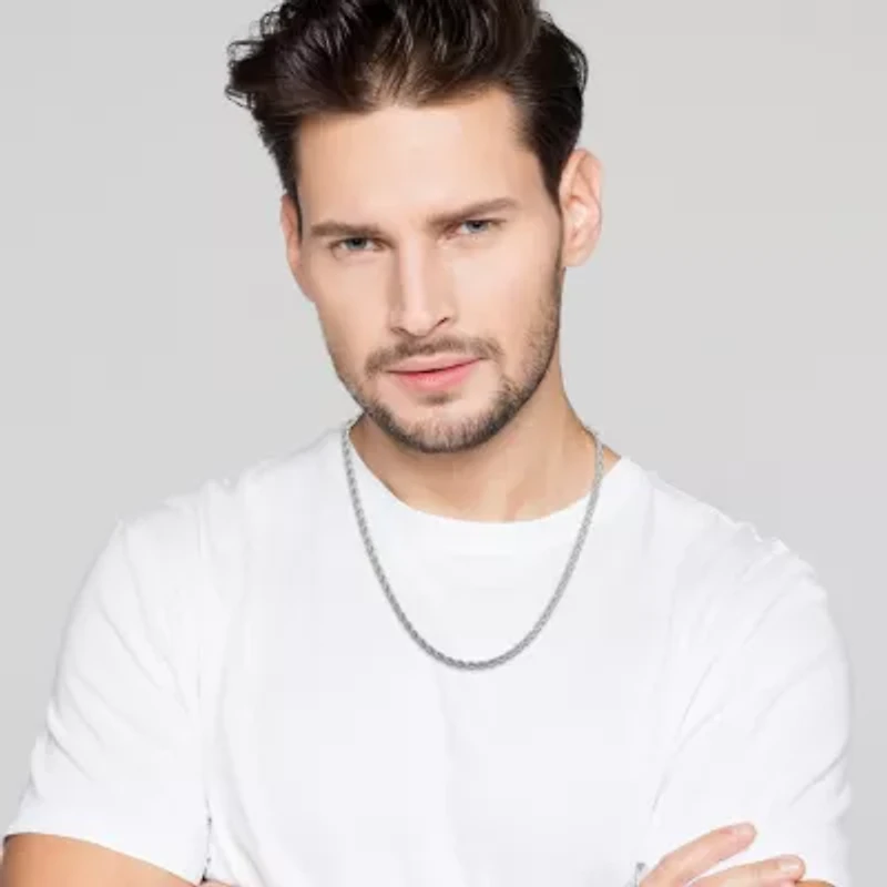 Shaquille O'Neal XLG Mens Stainless Steel 24 Inch Rope Chain Necklace