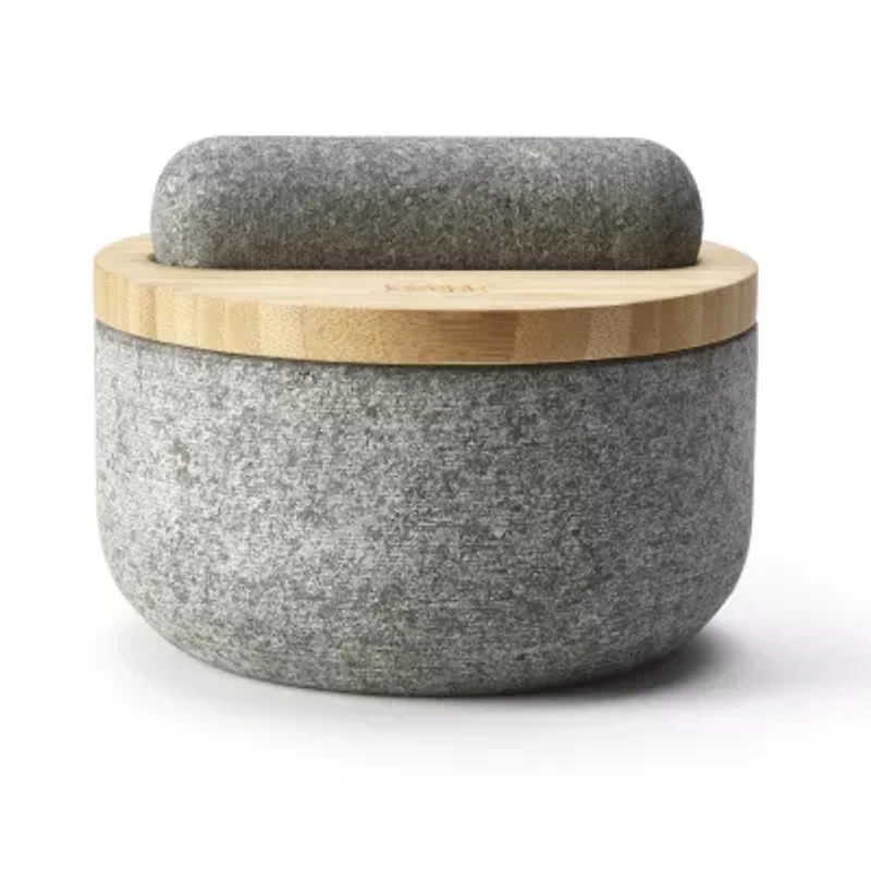 Joseph Joseph  Dash With Bamboo Lid - Granite Mortar & Pestle