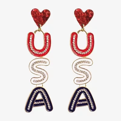 Bijoux Bar Gold Tone Womens Crystal Heart Drop Earrings