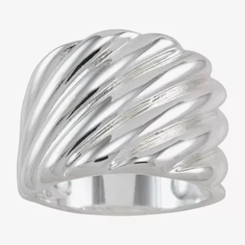 Sparkle Allure Polished Woven Womens 22MM Pure Silver Over Brass Band