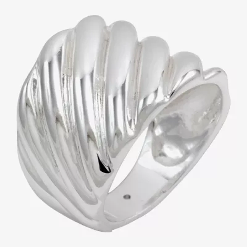 Sparkle Allure Polished Woven Womens 22MM Pure Silver Over Brass Band