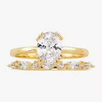 Sparkle Allure Womens Cubic Zirconia 14K Gold Over Brass Oval Bridal Set