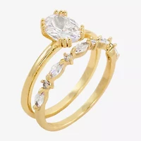 Sparkle Allure Womens Cubic Zirconia 14K Gold Over Brass Oval Bridal Set