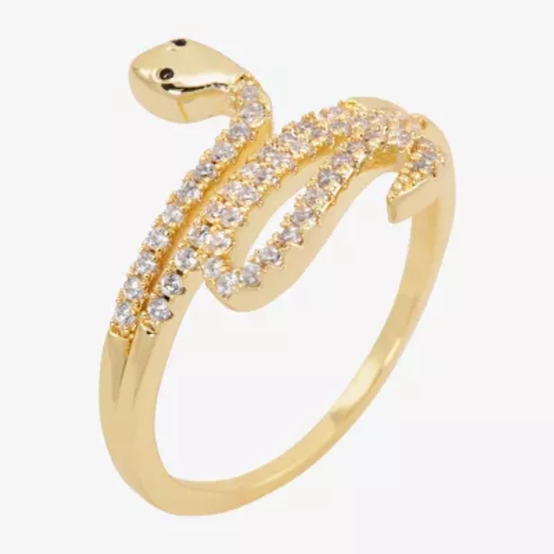 Sparkle Allure Snake Wrap Womens Cubic Zirconia 14K Gold Over Brass Bypass  Cocktail Ring