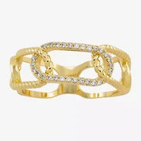 Sparkle Allure Paperclip Womens 5MM Cubic Zirconia 14K Gold Over Brass Band