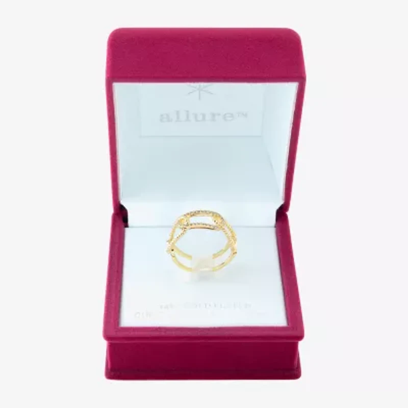 Sparkle Allure Paperclip Womens 5MM Cubic Zirconia 14K Gold Over Brass Band