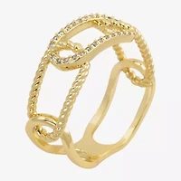 Sparkle Allure Paperclip Womens 5MM Cubic Zirconia 14K Gold Over Brass Band