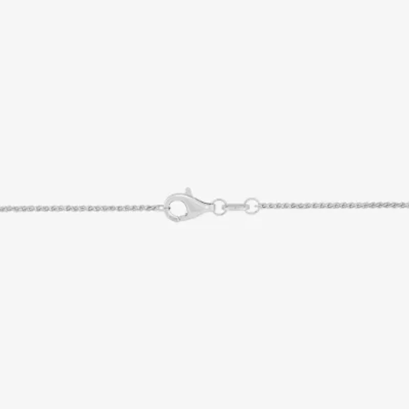 Womens White Cubic Zirconia Sterling Silver Cross 18 Inch Pendant Necklace