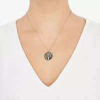 Womens Sterling Silver Round 18 Inch Pendant Necklace