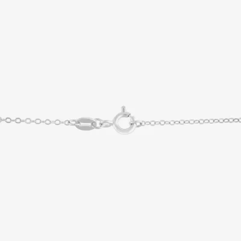 "Mom" Womens White Mother Of Pearl Sterling Silver Heart 18 Inch Pendant Necklace