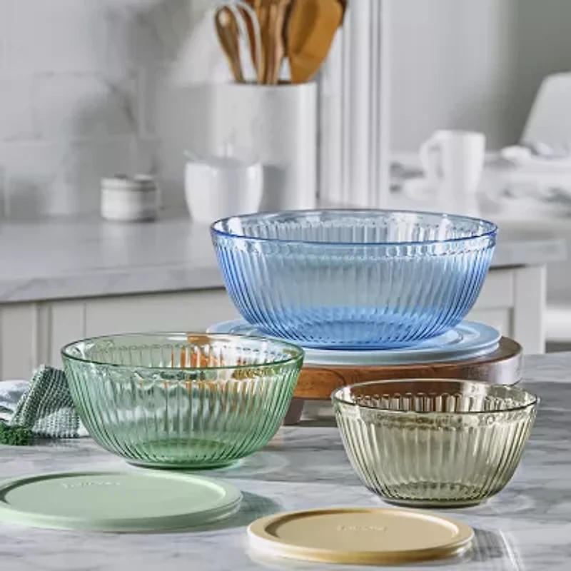 Pyrex Sculpted Tinted 6-pc. Glass Mixing Bowl Set