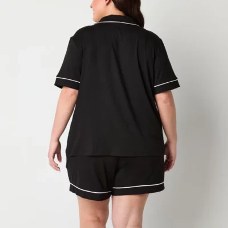 Ambrielle Womens Short Sleeve 2-pc. Plus Pajama Sets
