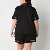 Ambrielle Womens Short Sleeve 2-pc. Plus Pajama Sets