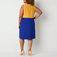 Evan Picone Womens Sleeveless Plus Sheath Dress