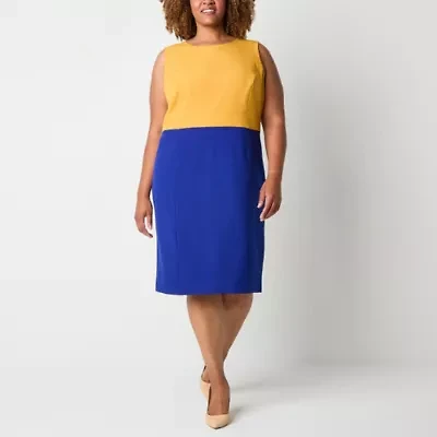 Evan Picone Womens Plus Sleeveless Sheath Dress